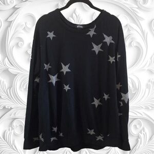 Buffalo David Bitton Black Long Sleeve Sweater with Silver Stars Size Medium